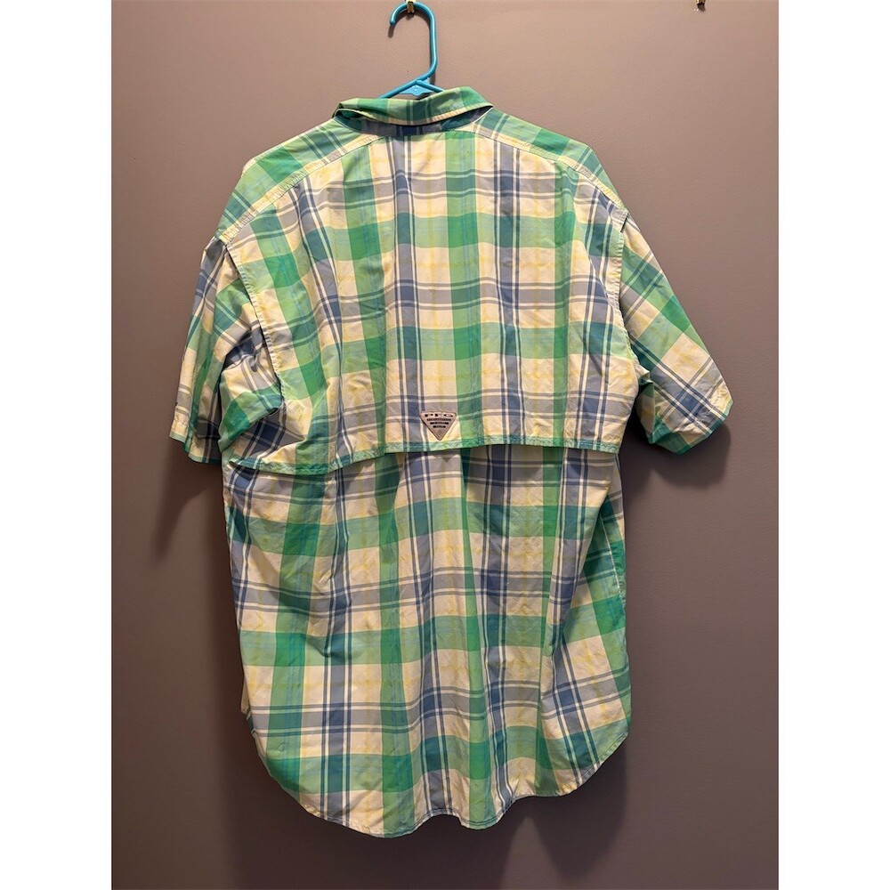 Columbia PFG Super Bahama Shirt Mens L Plaid Short Sleeve Vented Fishing - Picture 6 of 10